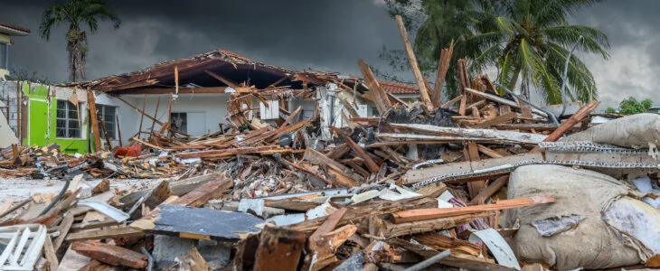 House destroyed by the passage of a hurricane in Florida