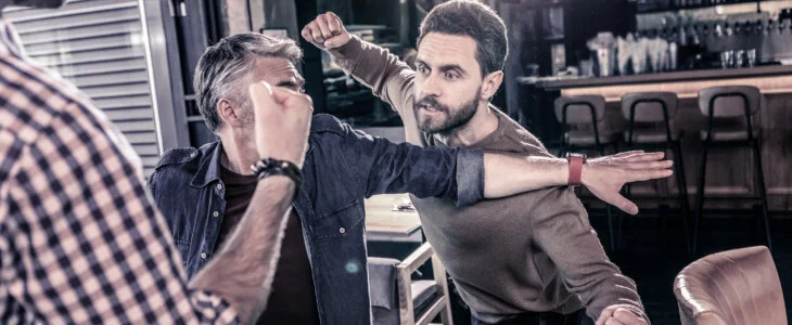 Bar fight at a bar between two men
